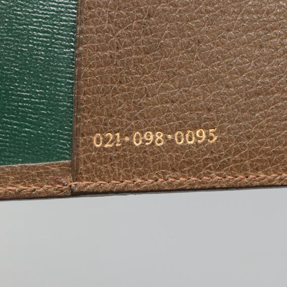 GUCCI Web Sherry Line Day Planner Cover Leather Red Brown Green Auth fm4440