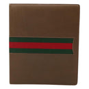 GUCCI Web Sherry Line Day Planner Cover Leather Red Brown Green Auth fm4440-13