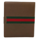 GUCCI Web Sherry Line Day Planner Cover Leather Red Brown Green Auth fm4440-2