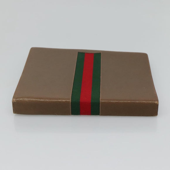 GUCCI Web Sherry Line Day Planner Cover Leather Red Brown Green Auth fm4440