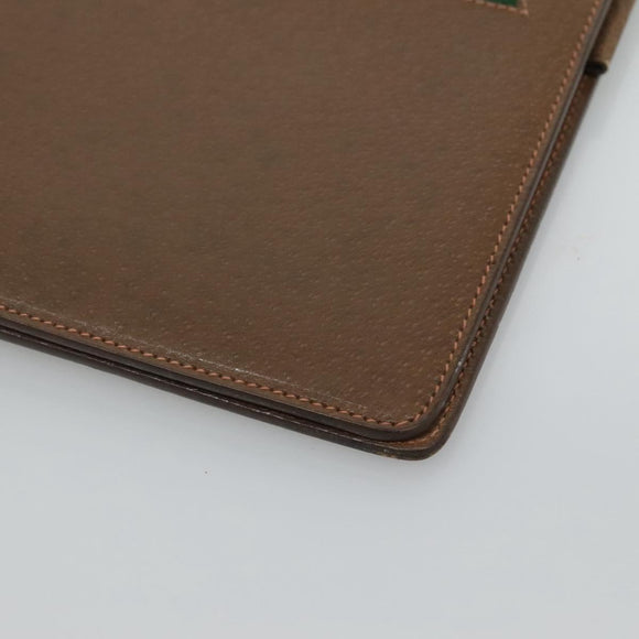 GUCCI Web Sherry Line Day Planner Cover Leather Red Brown Green Auth fm4440