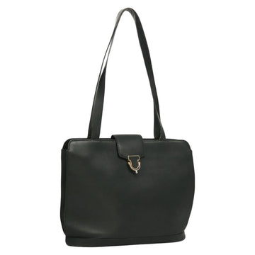 CELINE Shoulder Bag Leather Green Gold Auth fm4450