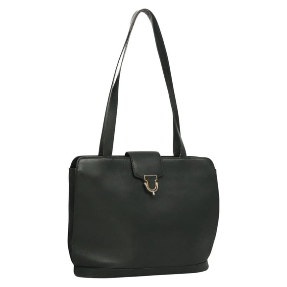 CELINE Shoulder Bag Leather Green Gold Auth fm4450