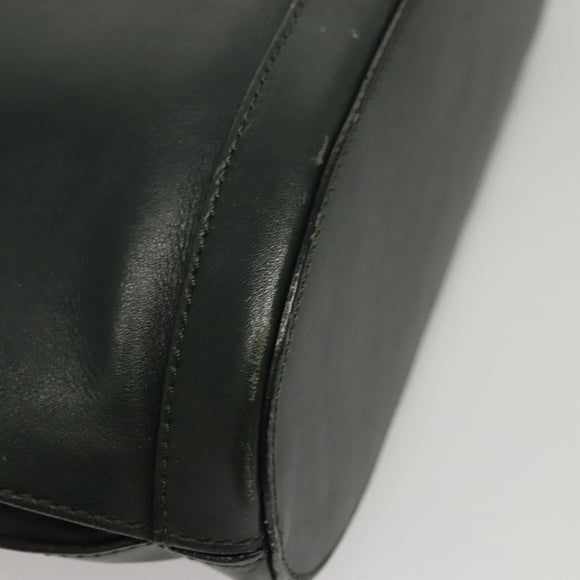 CELINE Shoulder Bag Leather Green Gold Auth fm4450