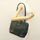 CELINE Shoulder Bag Leather Green Gold Auth fm4450-22