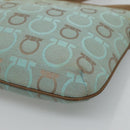 Salvatore Ferragamo Gancini Shoulder Bag Canvas Light Blue gold Auth fm4454-10