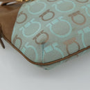Salvatore Ferragamo Gancini Shoulder Bag Canvas Light Blue gold Auth fm4454-11