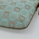 Salvatore Ferragamo Gancini Shoulder Bag Canvas Light Blue gold Auth fm4454-12