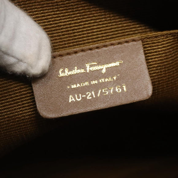 Salvatore Ferragamo Gancini Shoulder Bag Canvas Light Blue gold Auth fm4454