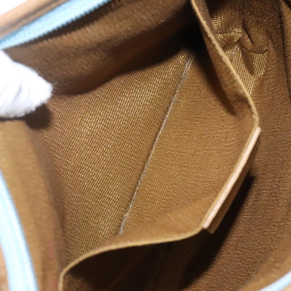 Salvatore Ferragamo Gancini Shoulder Bag Canvas Light Blue gold Auth fm4454