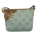 Salvatore Ferragamo Gancini Shoulder Bag Canvas Light Blue gold Auth fm4454-2