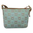 Salvatore Ferragamo Gancini Shoulder Bag Canvas Light Blue gold Auth fm4454-3