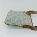Salvatore Ferragamo Gancini Shoulder Bag Canvas Light Blue gold Auth fm4454-4