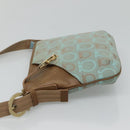 Salvatore Ferragamo Gancini Shoulder Bag Canvas Light Blue gold Auth fm4454-5