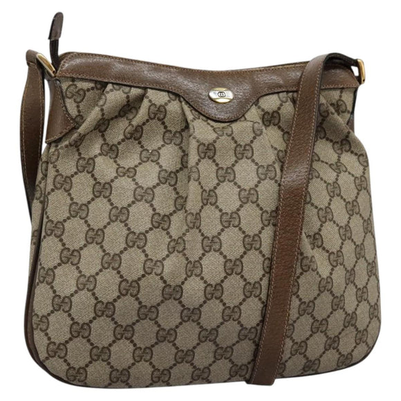 GUCCI GG Supreme Shoulder Bag PVC Beige Gold 72.02.059 Auth fm4459