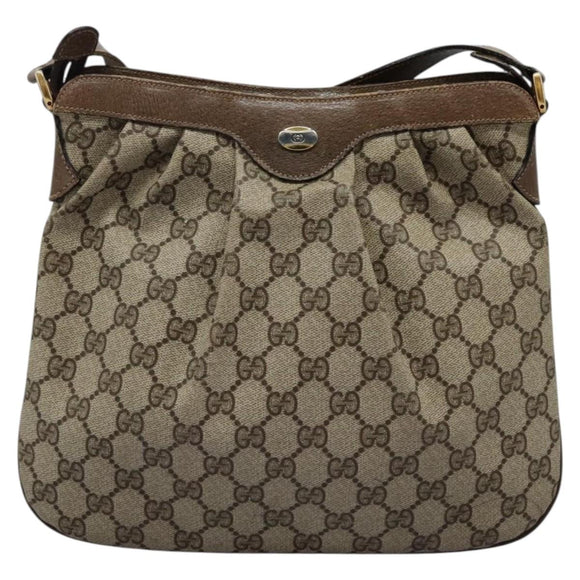 GUCCI GG Supreme Shoulder Bag PVC Beige Gold 72.02.059 Auth fm4459