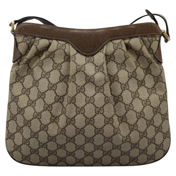 GUCCI GG Supreme Shoulder Bag PVC Beige Gold 72.02.059 Auth fm4459