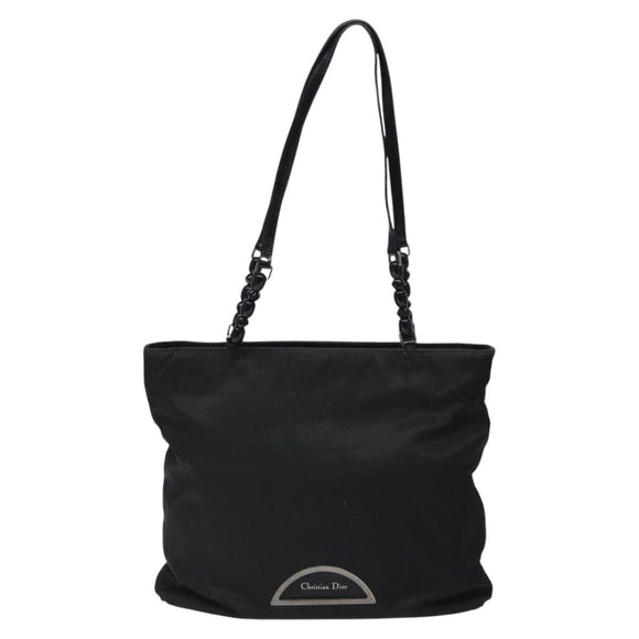 Christian Dior Tote Bag Nylon Black Silver Auth fm4460