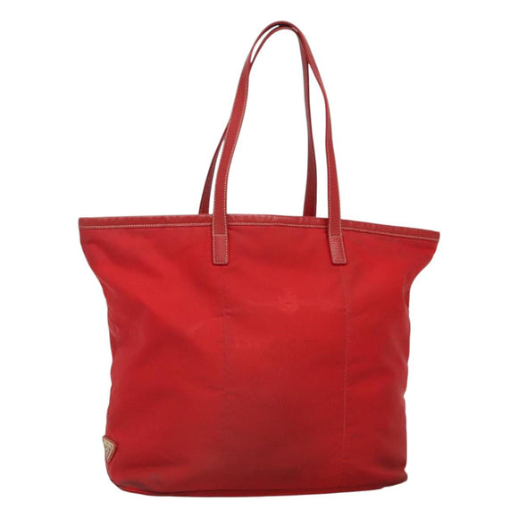 PRADA Tote Bag Nylon Red Gold Auth fm4463