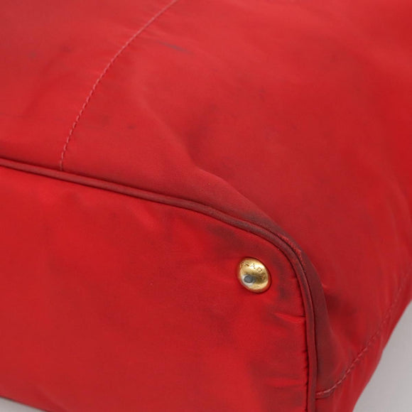 PRADA Tote Bag Nylon Red Gold Auth fm4463
