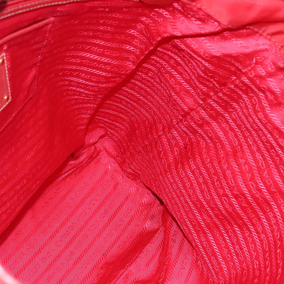 PRADA Tote Bag Nylon Red Gold Auth fm4463
