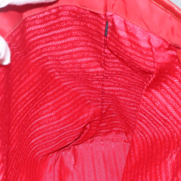 PRADA Tote Bag Nylon Red Gold Auth fm4463