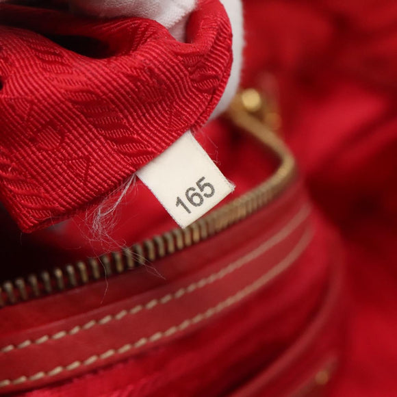 PRADA Tote Bag Nylon Red Gold Auth fm4463