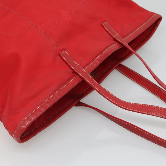 PRADA Tote Bag Nylon Red Gold Auth fm4463