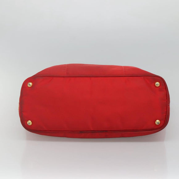 PRADA Tote Bag Nylon Red Gold Auth fm4463