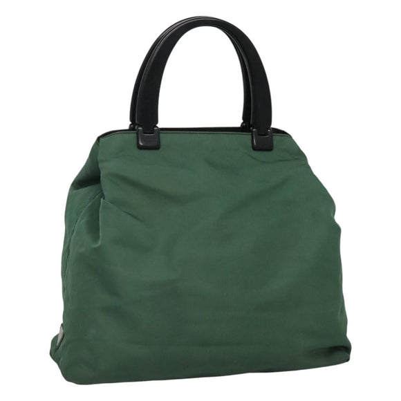 PRADA Hand Bag Nylon Plastic Green Black Silver Auth fm4464