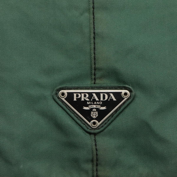 PRADA Hand Bag Nylon Plastic Green Black Silver Auth fm4464