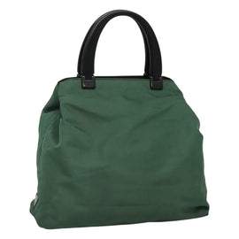 PRADA Hand Bag Nylon Plastic Green Black Silver Auth fm4464