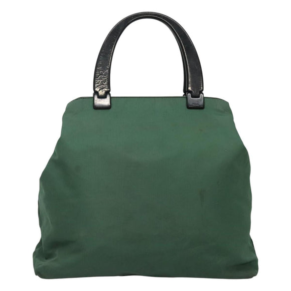 PRADA Hand Bag Nylon Plastic Green Black Silver Auth fm4464