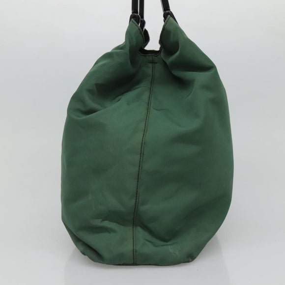 PRADA Hand Bag Nylon Plastic Green Black Silver Auth fm4464