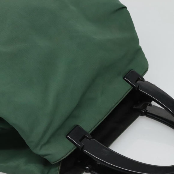 PRADA Hand Bag Nylon Plastic Green Black Silver Auth fm4464