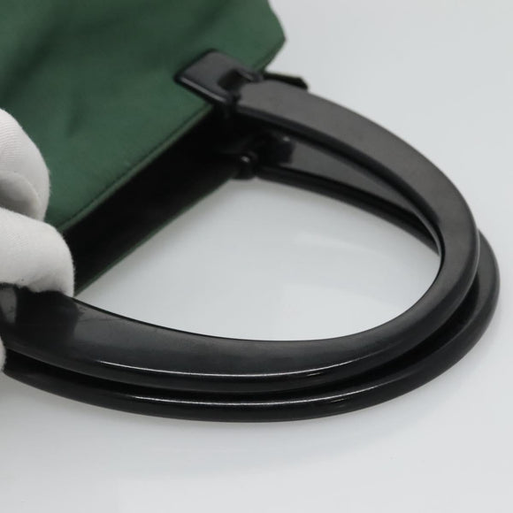 PRADA Hand Bag Nylon Plastic Green Black Silver Auth fm4464