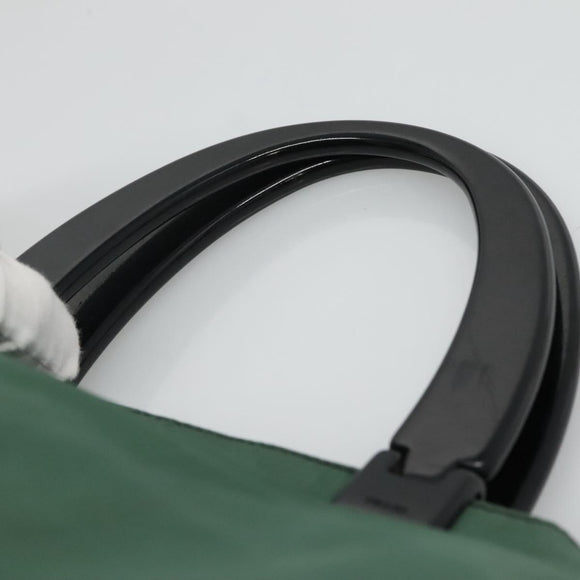 PRADA Hand Bag Nylon Plastic Green Black Silver Auth fm4464