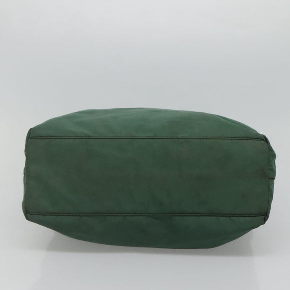 PRADA Hand Bag Nylon Plastic Green Black Silver Auth fm4464
