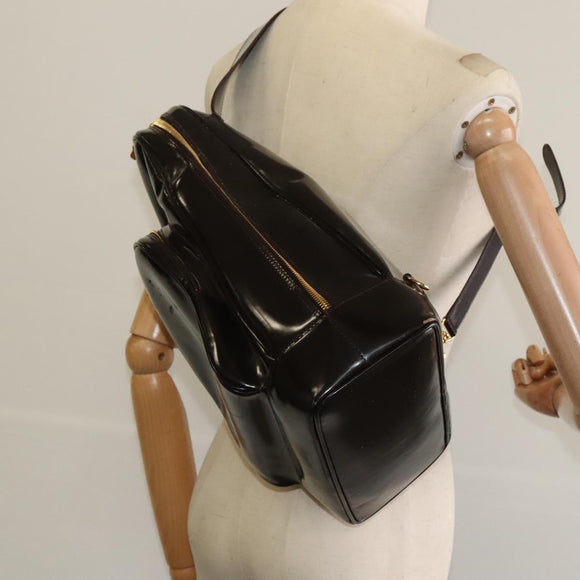 GUCCI Shoulder Bag Patent leather Brown Gold 003 3444 0027 Auth fm4465