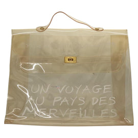 HERMES Vinyl Kelly Hand Bag Vinyl Clear Auth fm4479 - 0