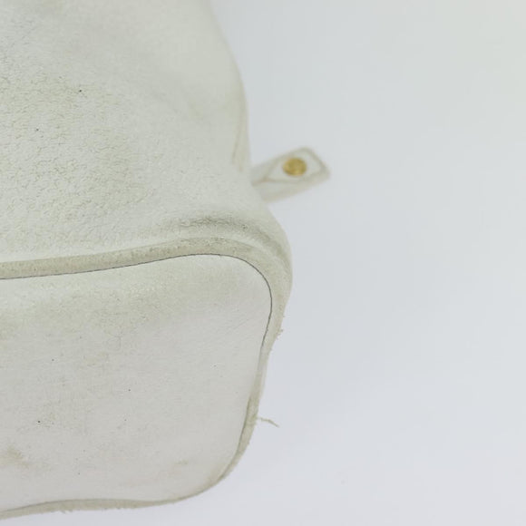 CELINE Shoulder Bag Leather White Auth fm4520