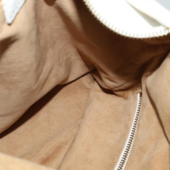 CELINE Shoulder Bag Leather White Auth fm4520