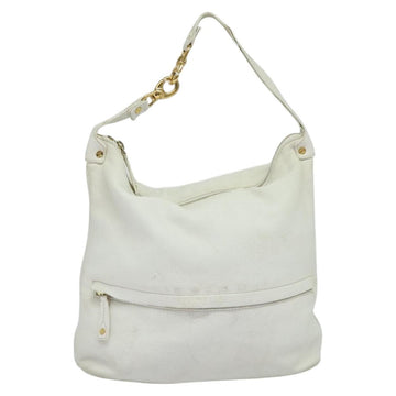CELINE Shoulder Bag Leather White Auth fm4520 - 0