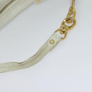 CELINE Shoulder Bag Leather White Auth fm4520-7