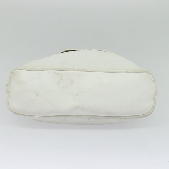 CELINE Shoulder Bag Leather White Auth fm4520