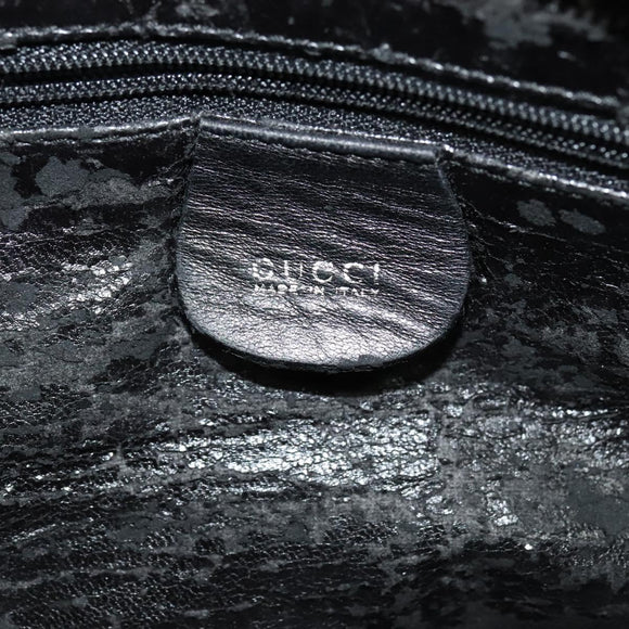 GUCCI Hand Bag Leather Black Auth fm4522
