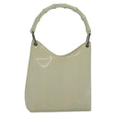 GUCCI Bamboo Shoulder Bag Patent leather Beige 001 2058 3007 Auth fm4523-1