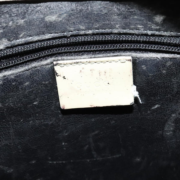 GUCCI Bamboo Shoulder Bag Patent leather Beige 001 2058 3007 Auth fm4523