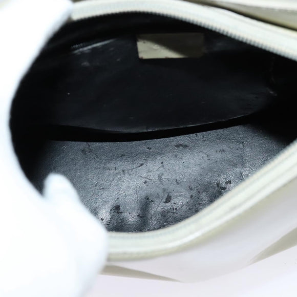 GUCCI Bamboo Shoulder Bag Patent leather Beige 001 2058 3007 Auth fm4523