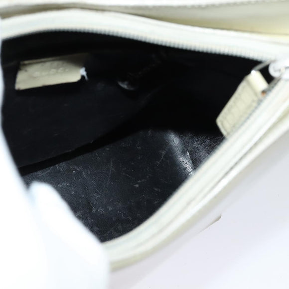 GUCCI Bamboo Shoulder Bag Patent leather Beige 001 2058 3007 Auth fm4523